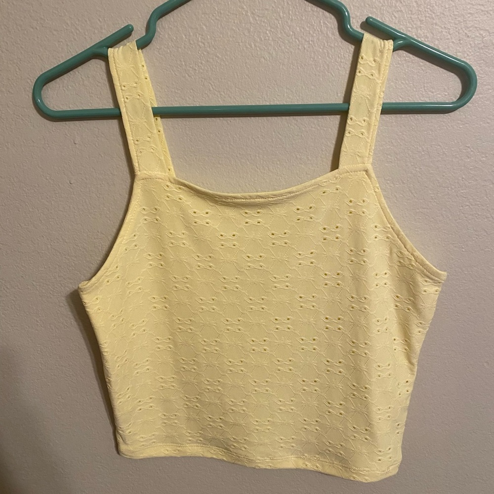 Wallflower Light Yellow Eyelet Tank Top